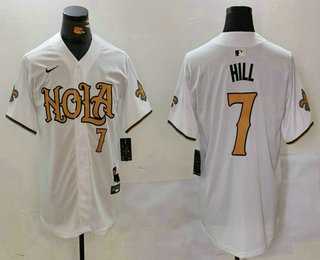 Mens New Orleans Saints #7 Taysom Hill Number White Nola Baseball Jersey